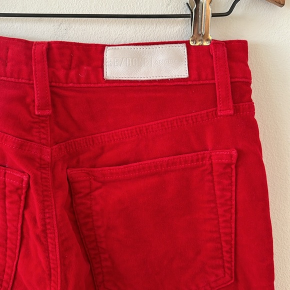 RE/DONE, RE/DONE Originals Velvet Crop Kick Flare Jeans In Red, Size 25 - Picture 6 of 10